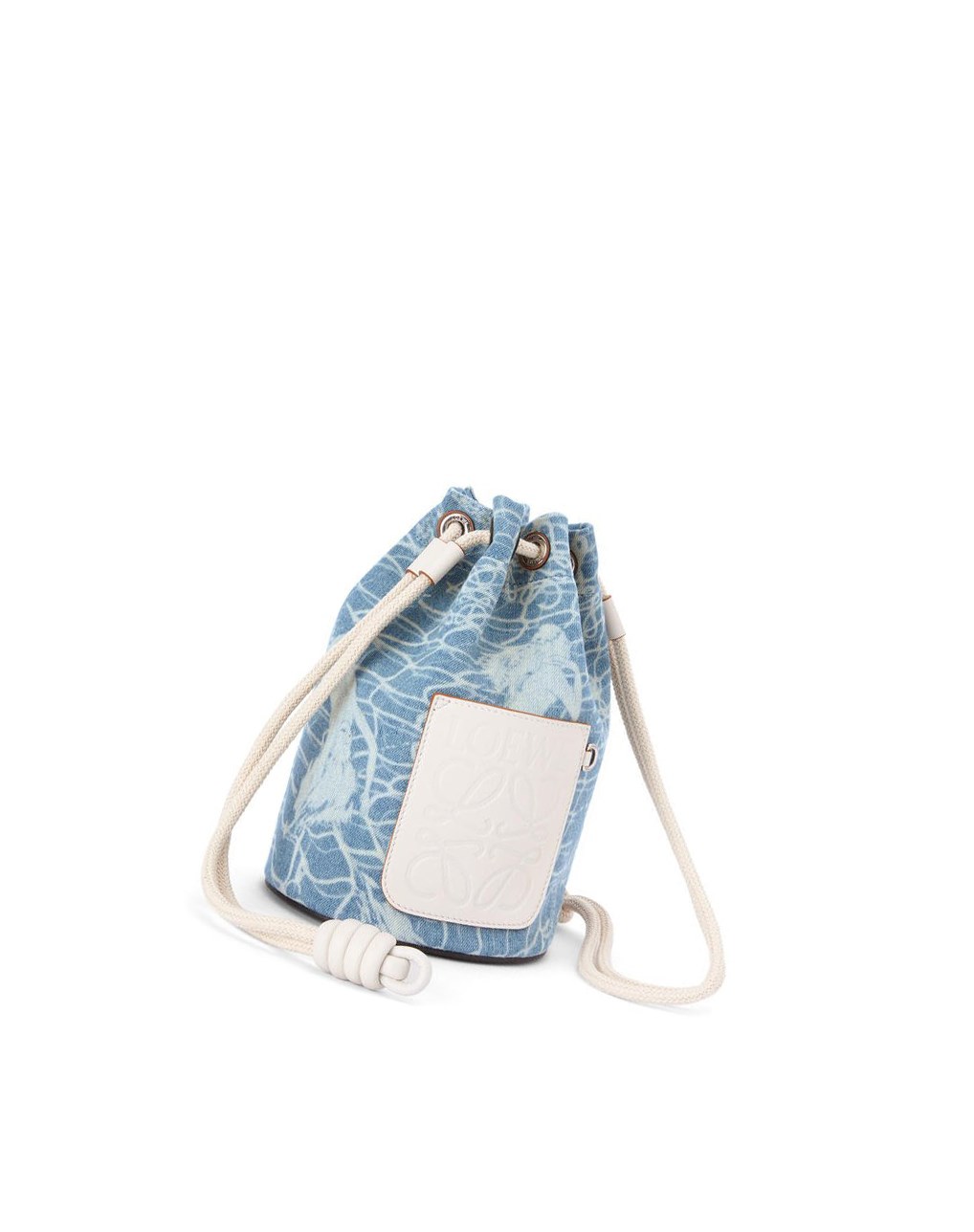 Loewe Small Sailor bag in denim and calfskin Indigo Blanche | 3147ZBWNH