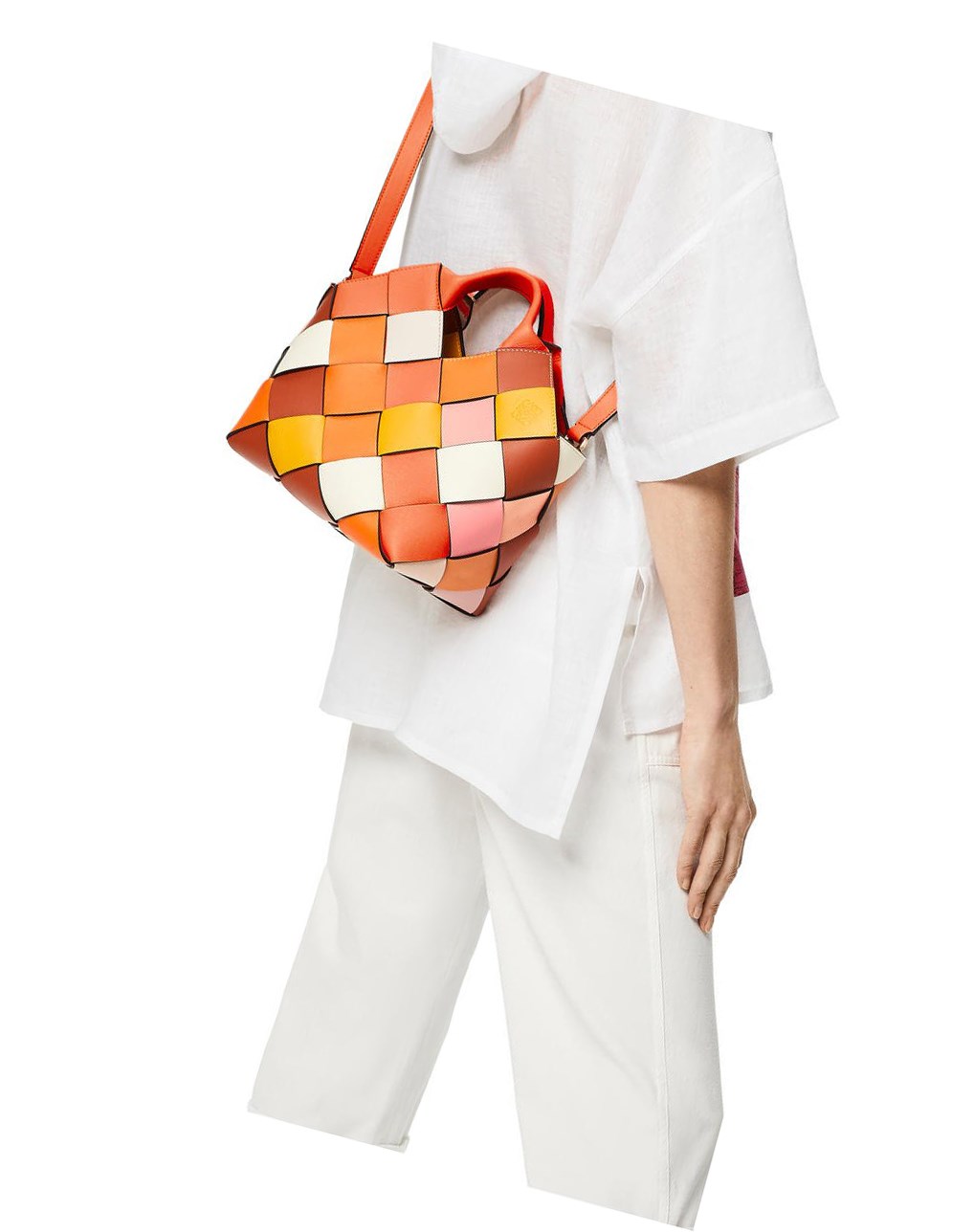 Loewe Small Surplus Cuir Woven basket bag in calfskin Orange Orange | 4692JMYSR