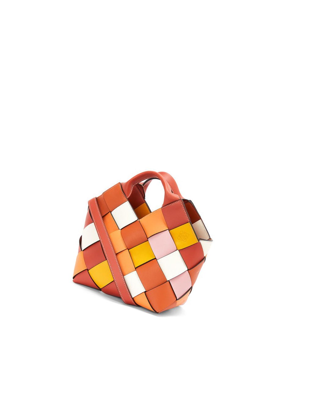 Loewe Small Surplus Cuir Woven basket bag in calfskin Orange Orange | 4692JMYSR