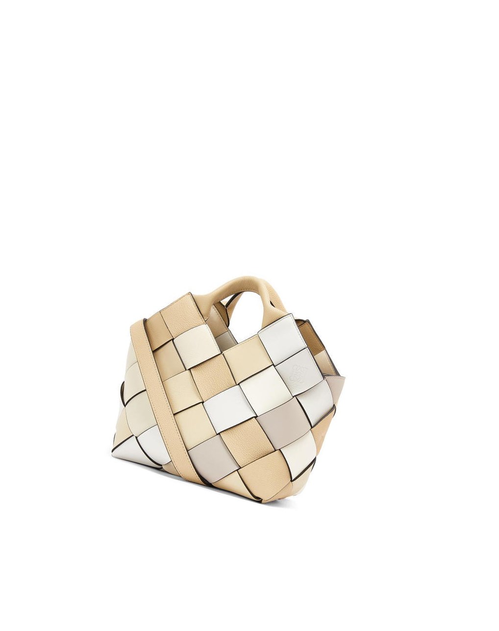 Loewe Small Surplus Cuir Woven basket bag in calfskin Beige Blanche | 7012RKXWH