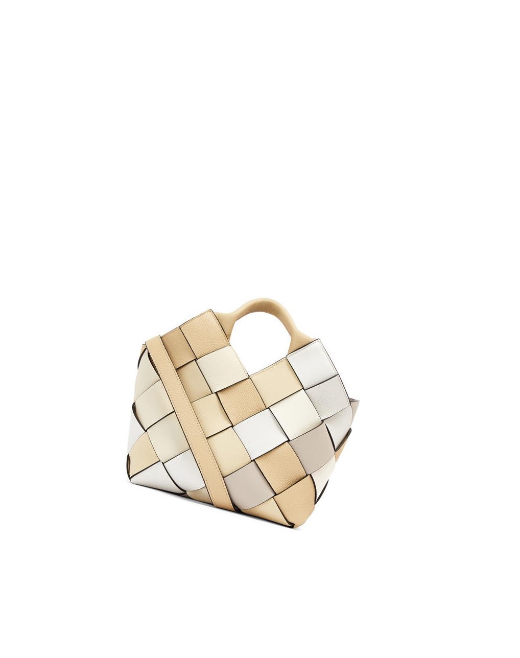 Loewe Small Surplus Cuir Woven basket bag in calfskin Beige Blanche | 7012RKXWH