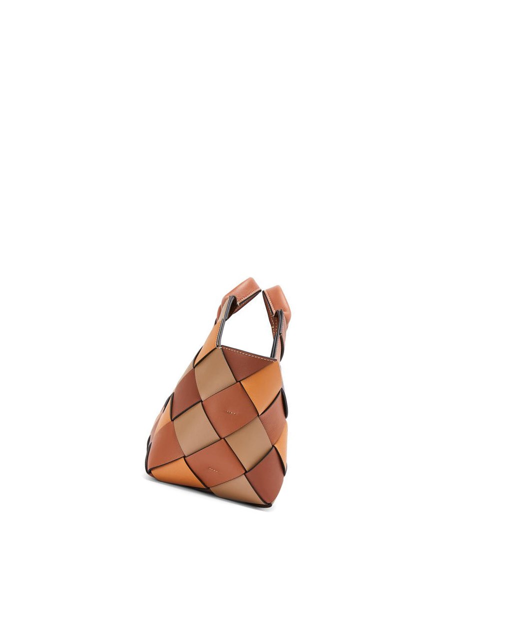 Loewe Small Surplus Cuir Woven basket bag in calfskin Marron Marron | 8701BVNEO