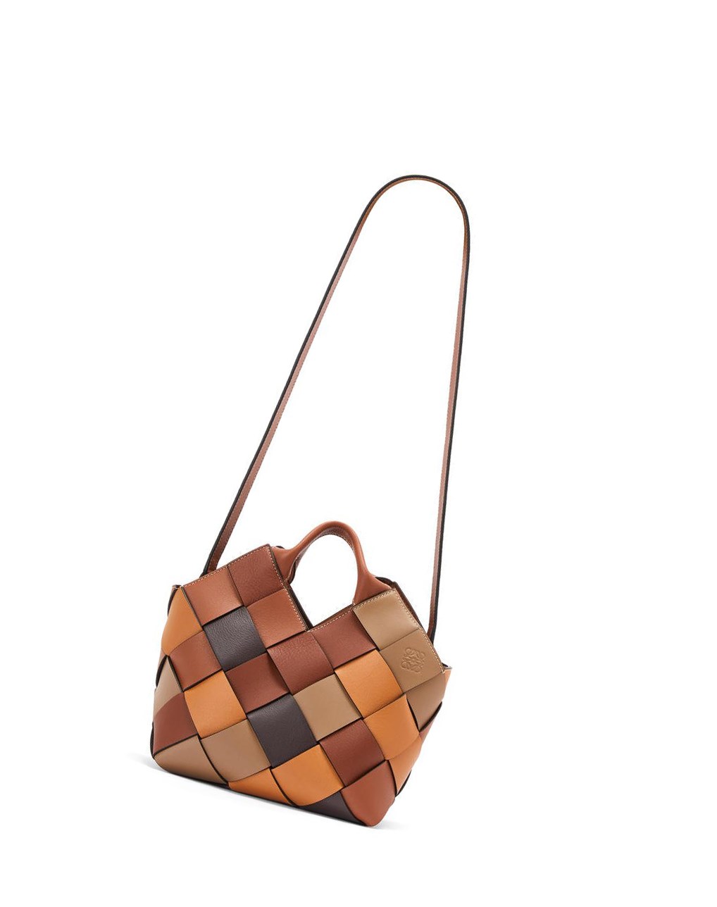 Loewe Small Surplus Cuir Woven basket bag in calfskin Marron Marron | 8701BVNEO