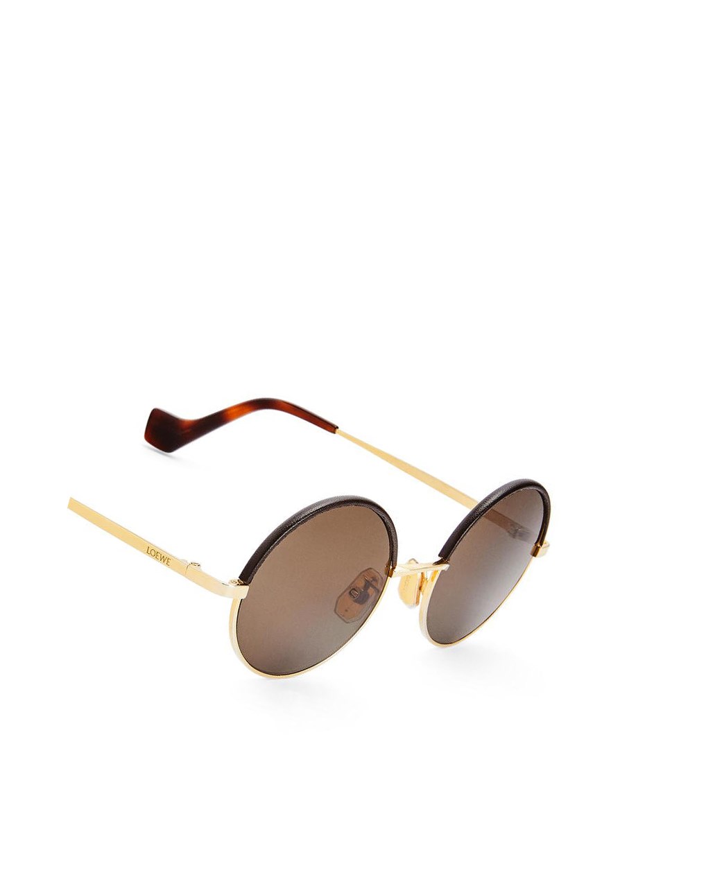 Loewe Small round sunglasses in metal Marron Foncé | 1379LYCWN