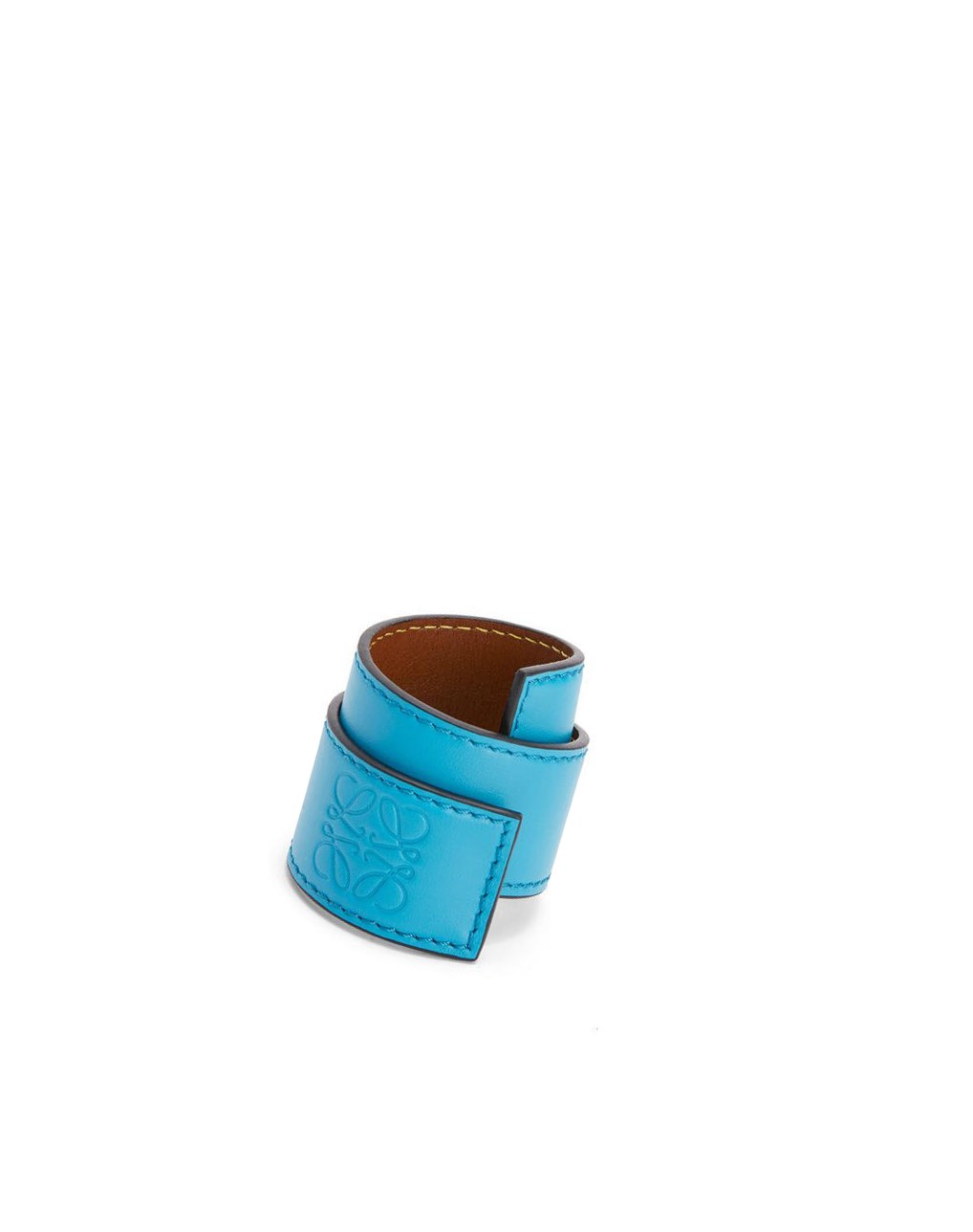 Loewe Small slap bracelet in calfskin Paon Bleu | 2518LHSMI