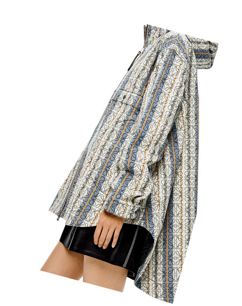 Loewe Stripe Anagram jacquard parka in cotton Bleu Multicolore | 2597FJXOR