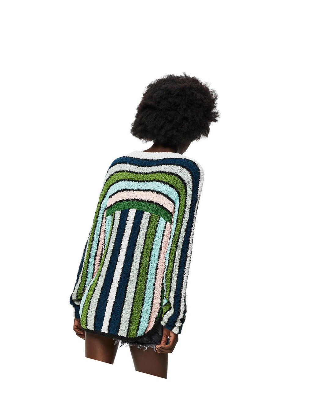 Loewe Stripe embroidered sweater in cotton Vert | 1543RTAXF