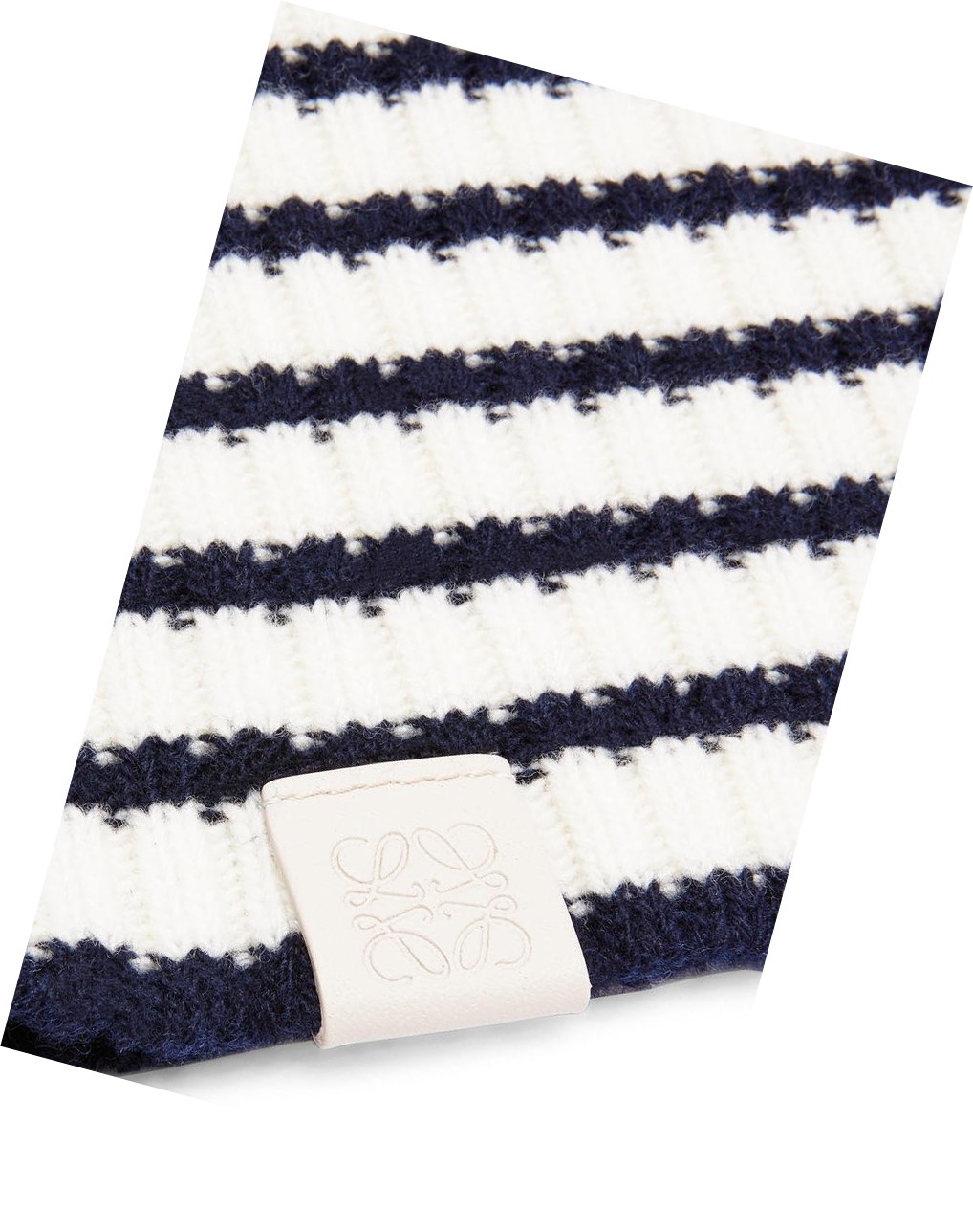 Loewe Stripe heart balaclava in wool Blanche Bleu Marine Bleu | 9145OCZNL