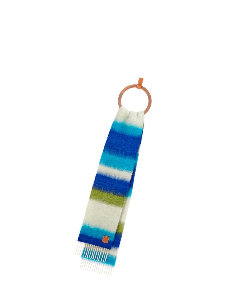 Loewe Stripe scarf in mohair Bleu Foncé Multicolore | 3620UNVSM