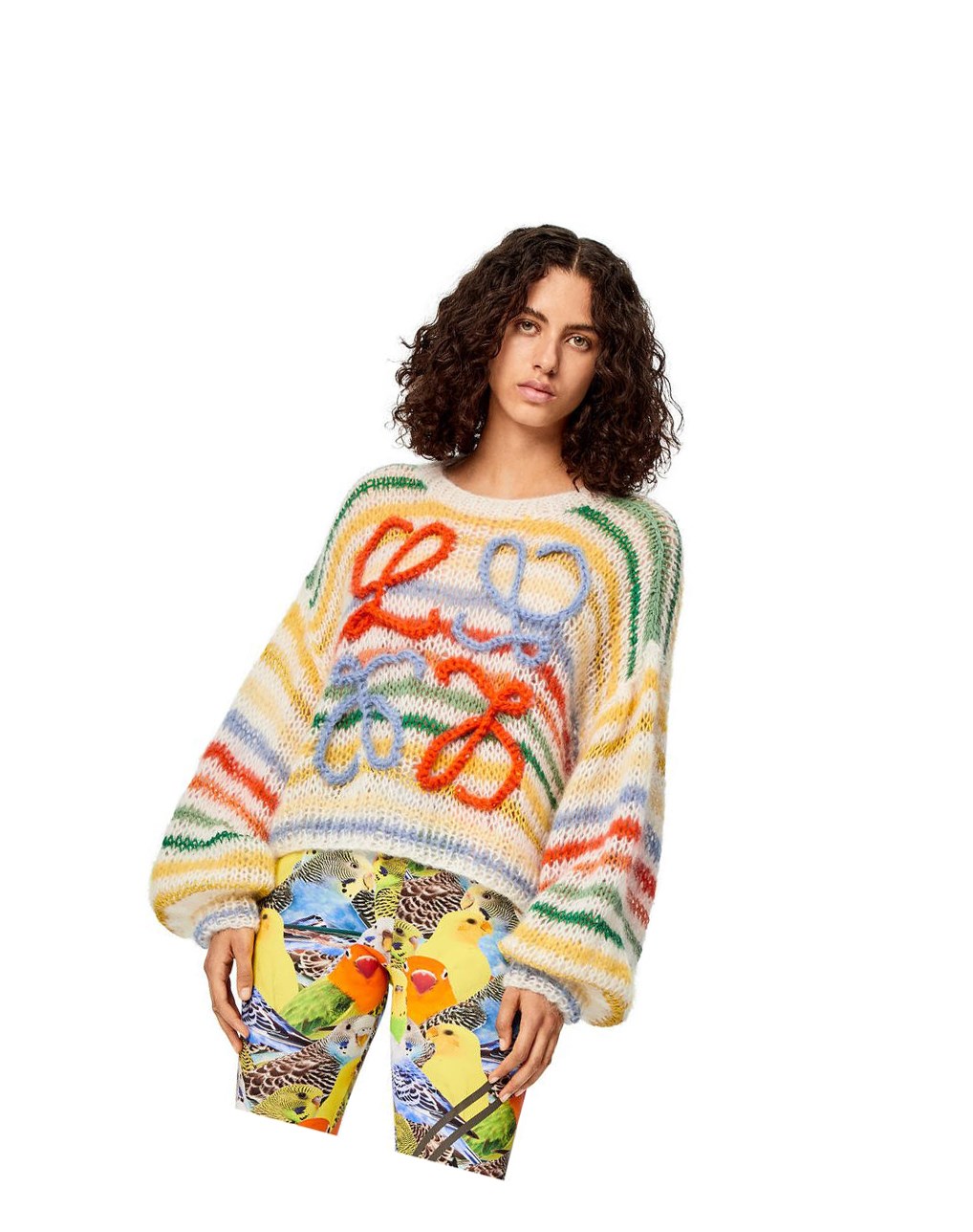 Loewe Stripe sweater in mohair Blanche Multicolore | 0571ERKBJ