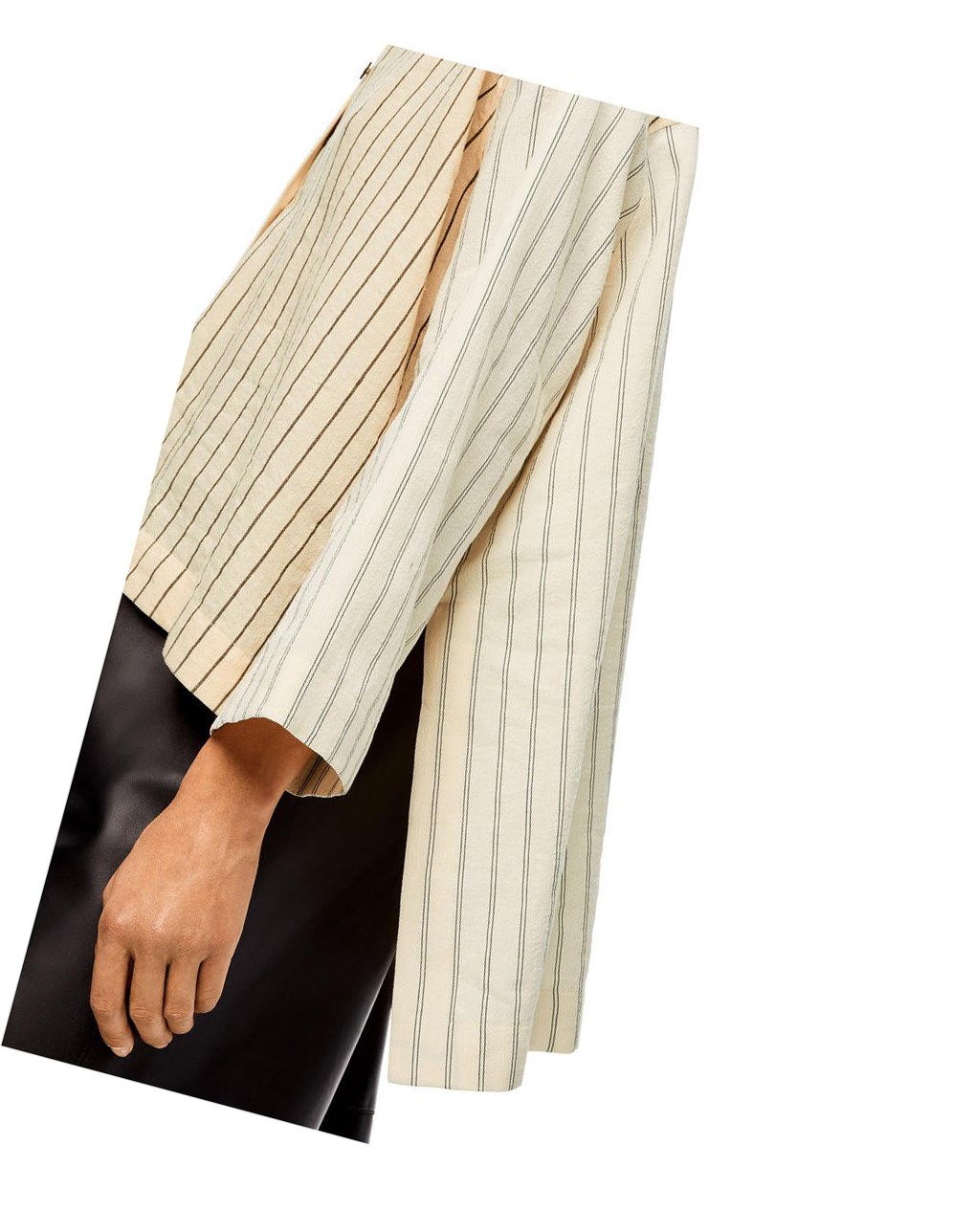 Loewe Stripe tunic shirt in cotton and linen Noir | 9618LZDEY