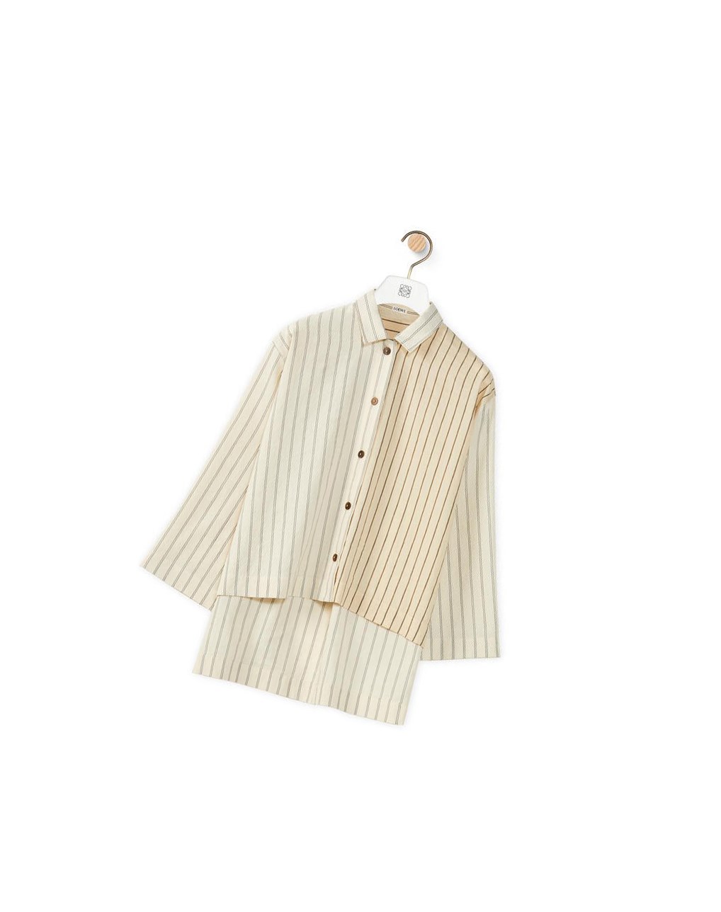 Loewe Stripe tunic shirt in cotton and linen Noir | 9618LZDEY