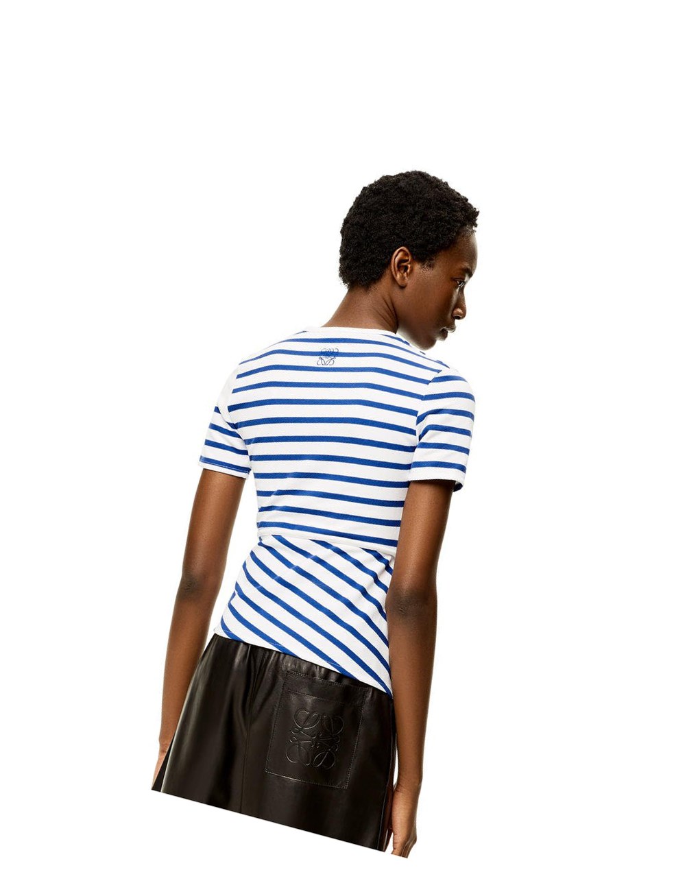 Loewe Striped asymmetric top in cotton Blanche Bleu Marine | 1865JPSGF