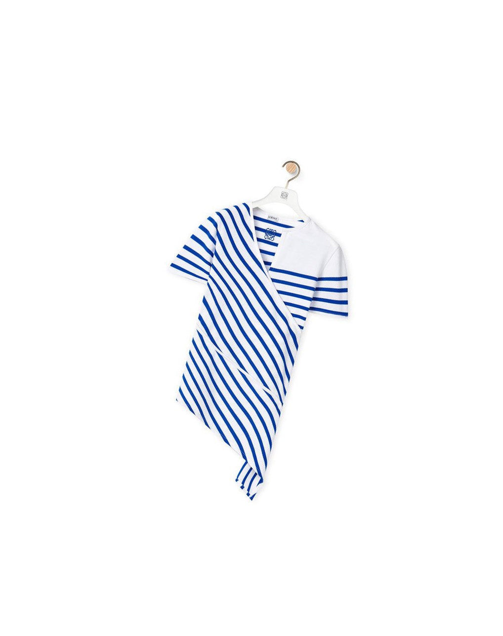 Loewe Striped asymmetric top in cotton Blanche Bleu Marine | 1865JPSGF