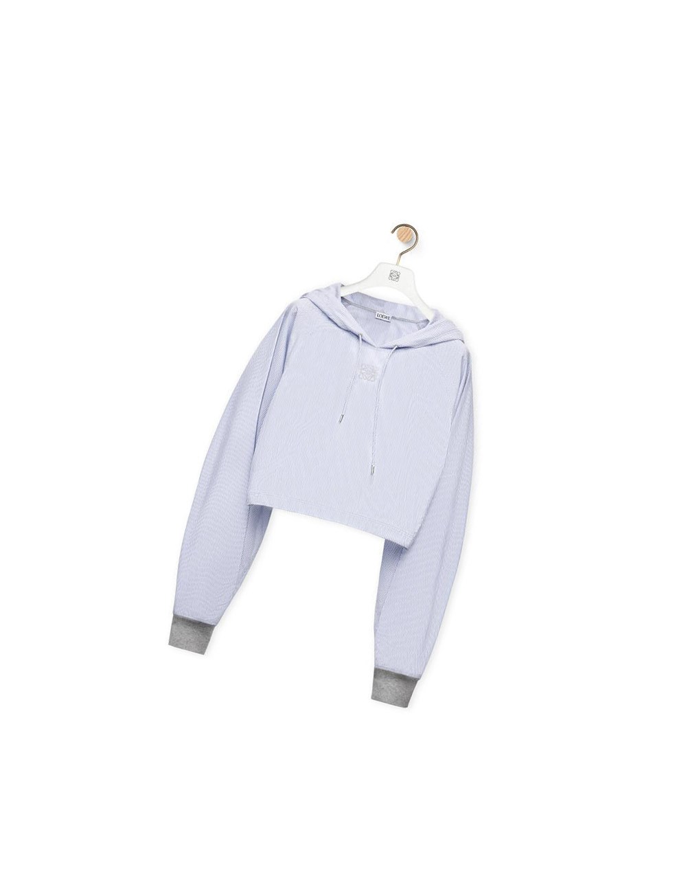 Loewe Striped hooded top in cotton Blanche Bleu | 6782CRQXI