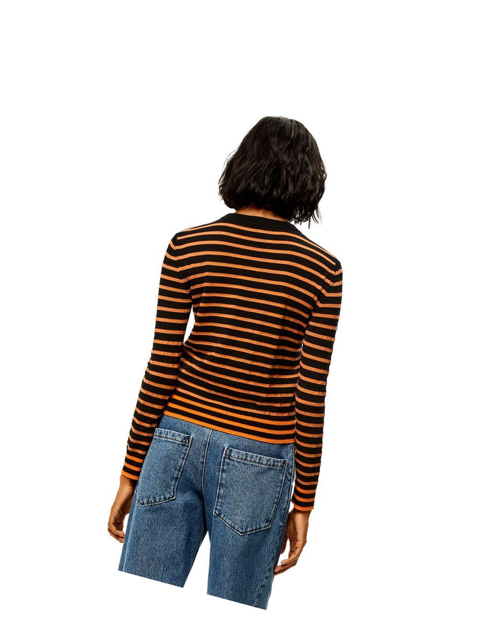 Loewe Striped logo sweater in wool Noir Orange | 3206GBWSH