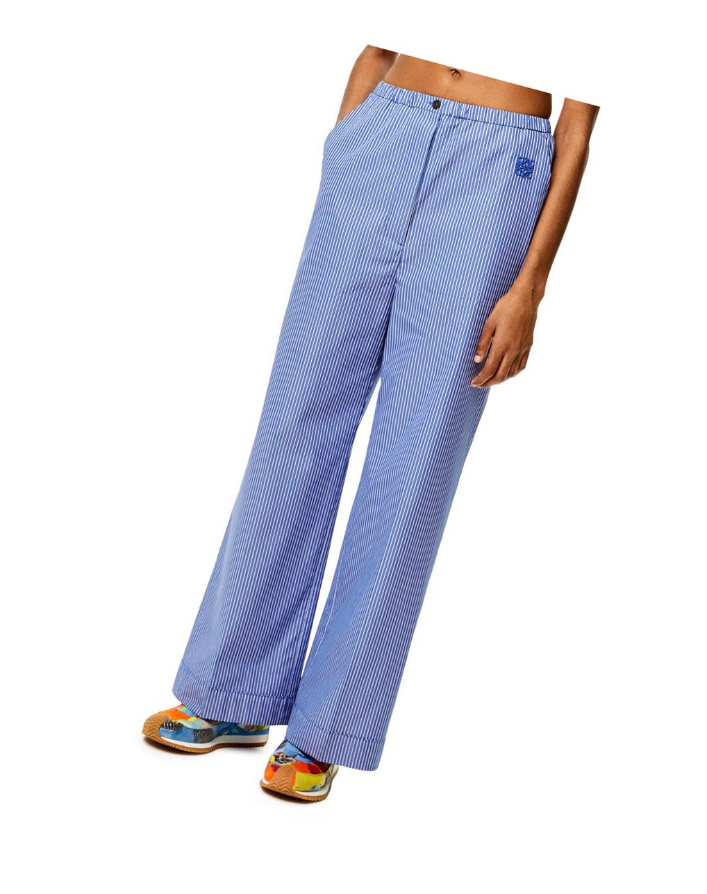 Loewe Striped pyjama trousers in cotton Bleu Blanche | 7158RIWPB