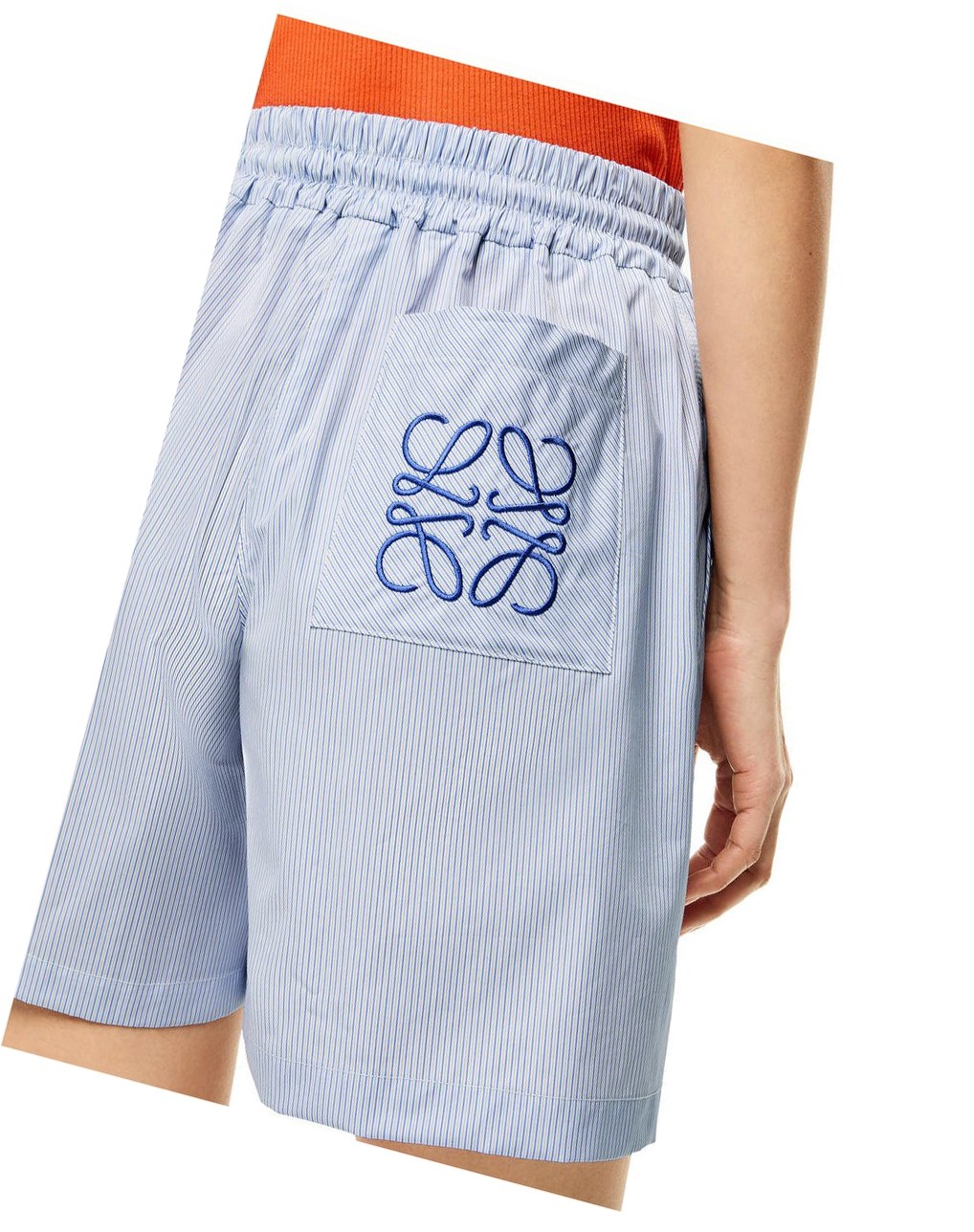 Loewe Striped shorts in cotton Blanche Bleu | 2174URGSN