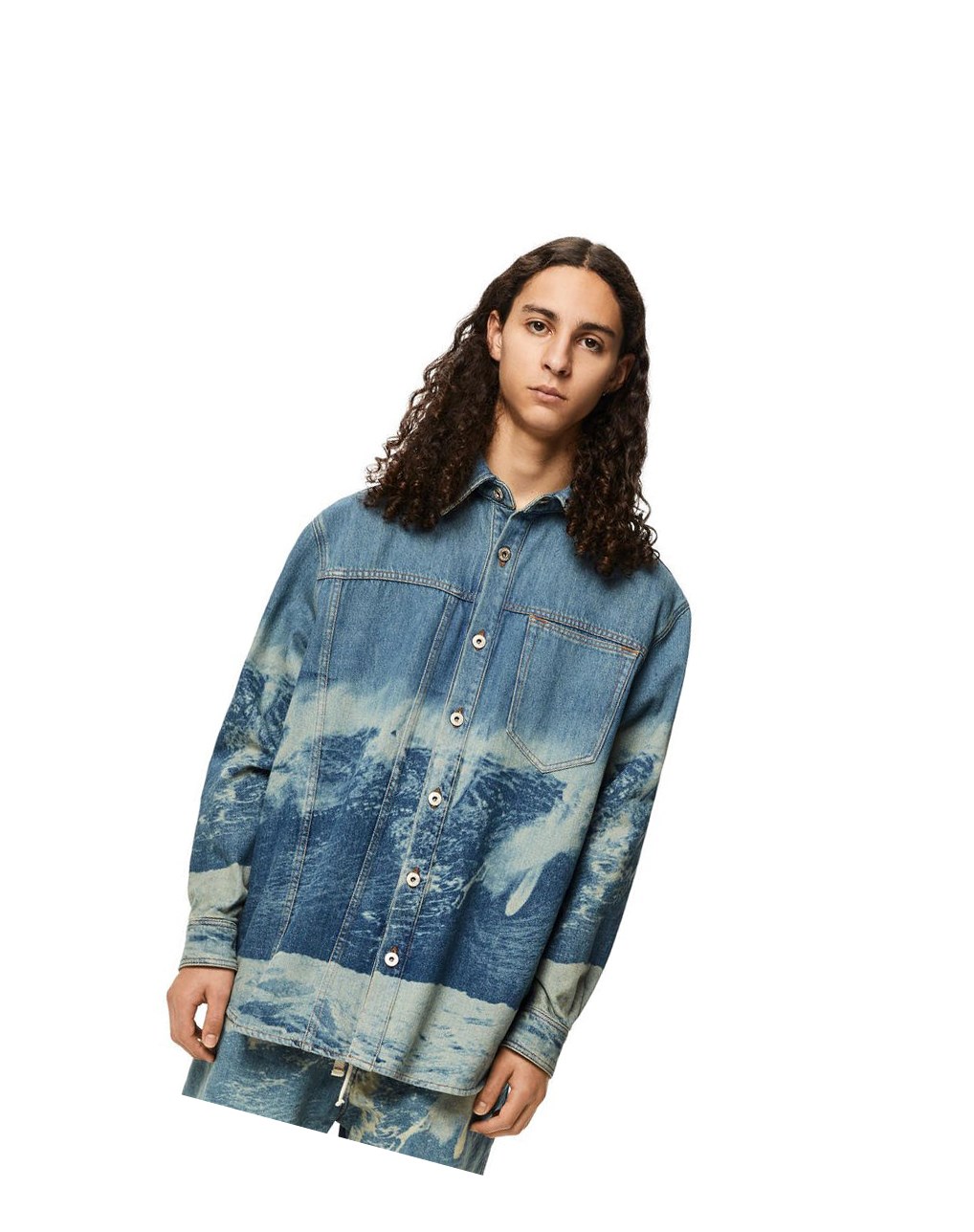 Loewe Surf print overshirt in denim Bleu | 9581KRAHN