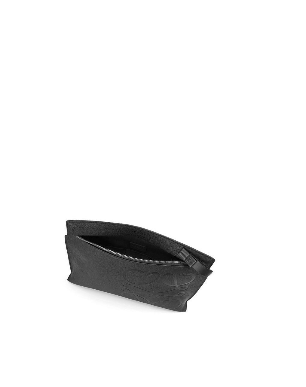 Loewe T Pouch in grained calfskin Noir | 0274JEXFY