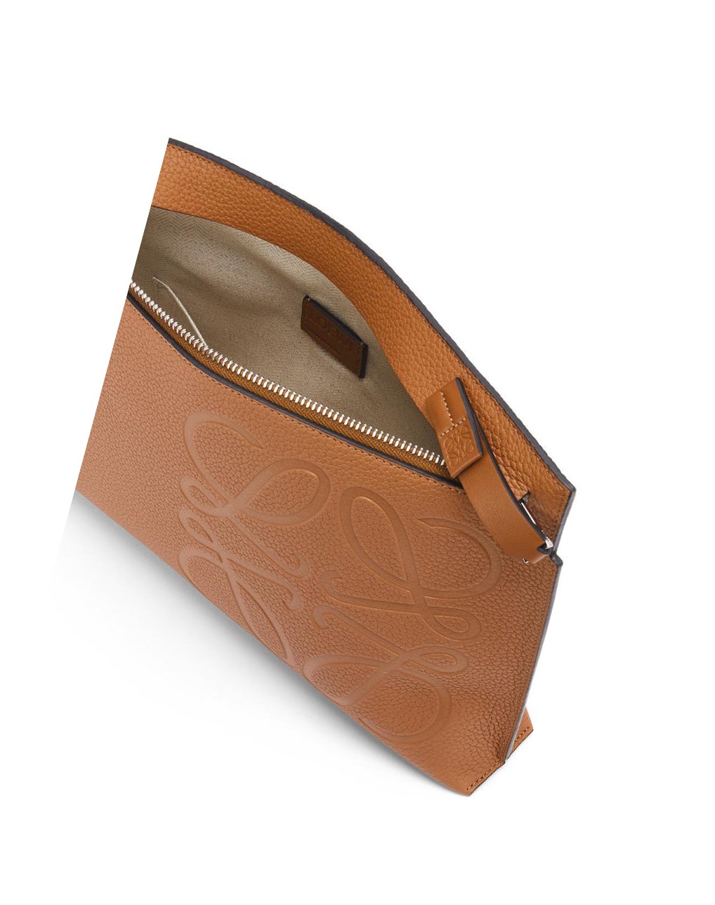 Loewe T Pouch in grained calfskin Tan | 0451XWVGT