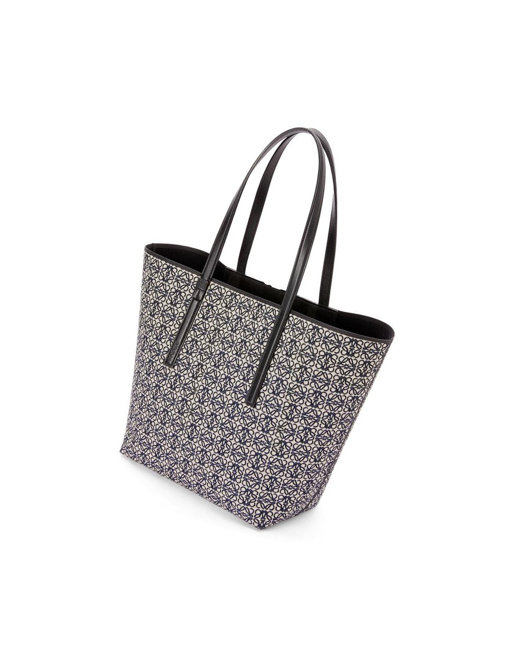 Loewe T Tote bag in Anagram jacquard and calfskin Bleu Marine Noir | 4273VBKFN