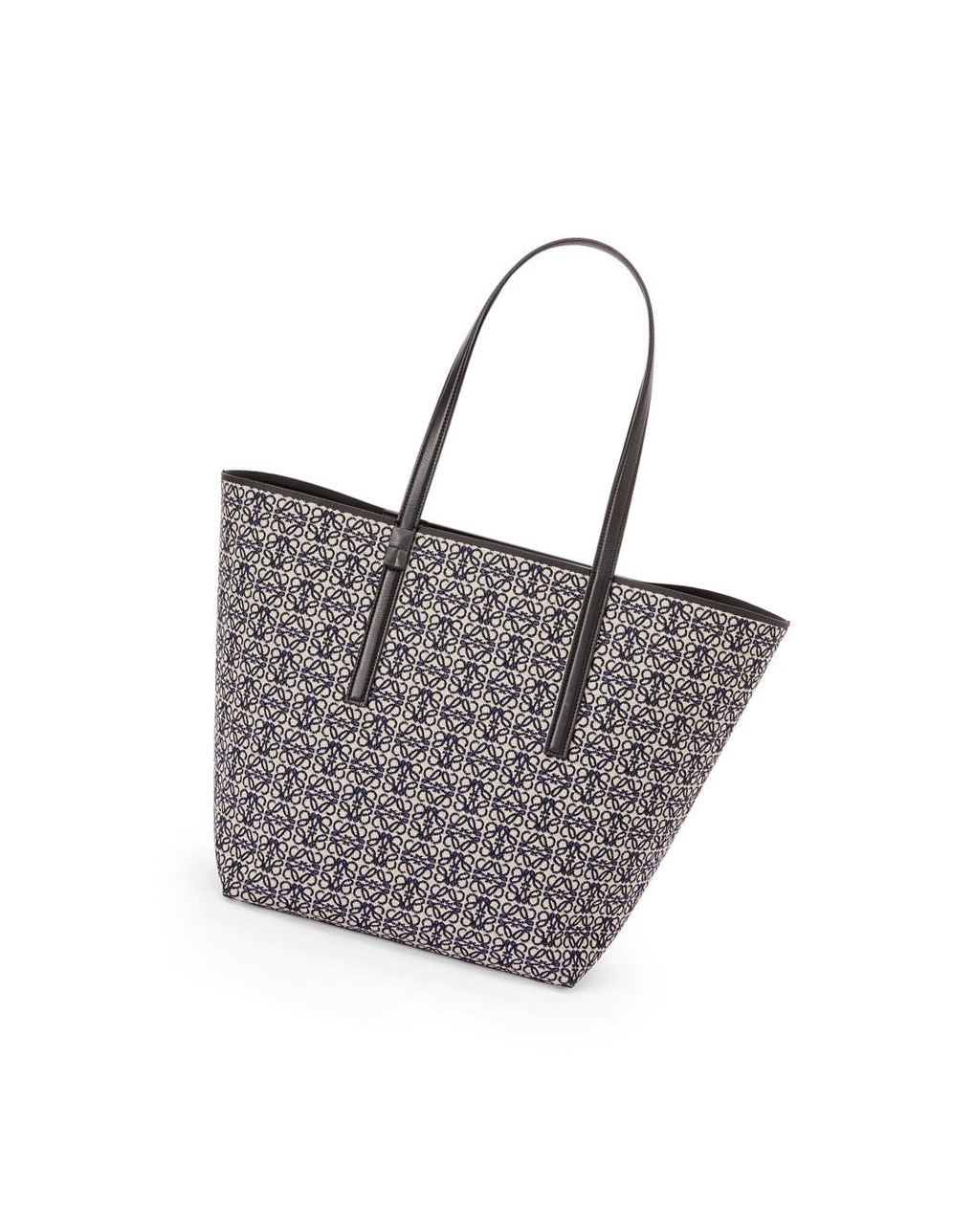 Loewe T Tote bag in Anagram jacquard and calfskin Bleu Marine Noir | 4273VBKFN