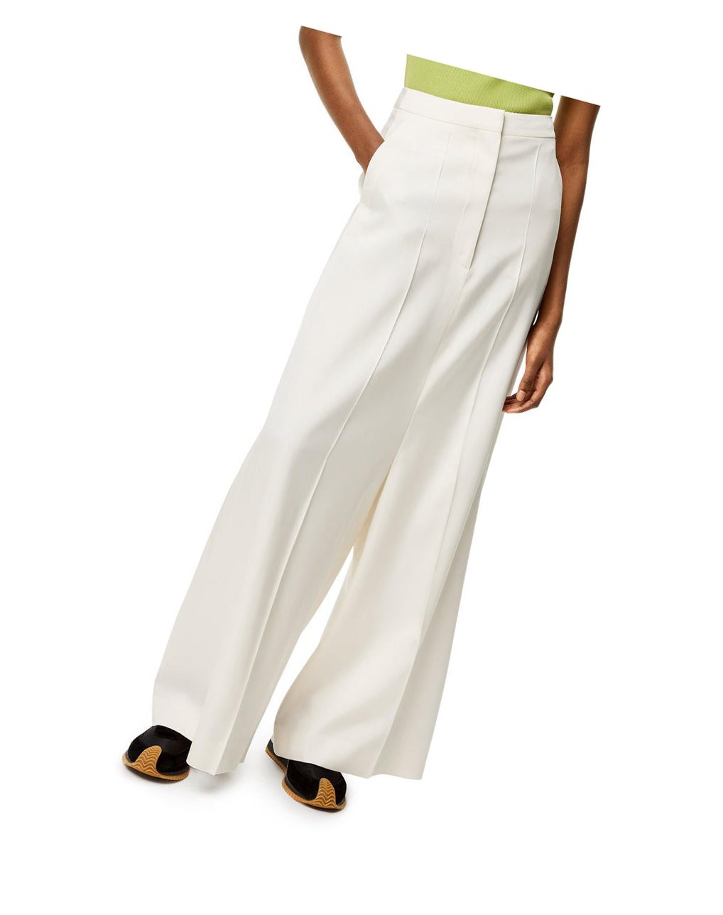 Loewe Tailored trousers in wool and silk Ivory | 8704EYDWQ