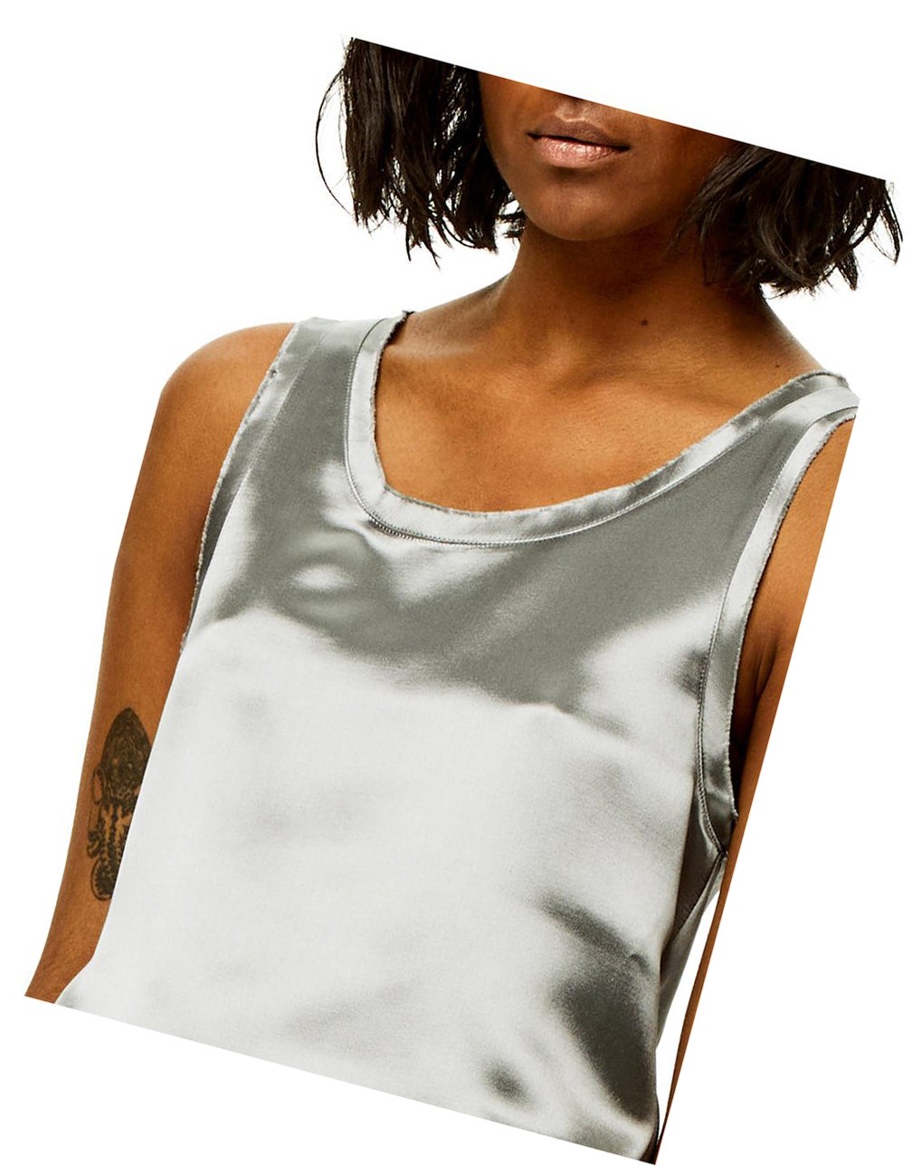 Loewe Tank top in satin Platine | 4612HACTJ