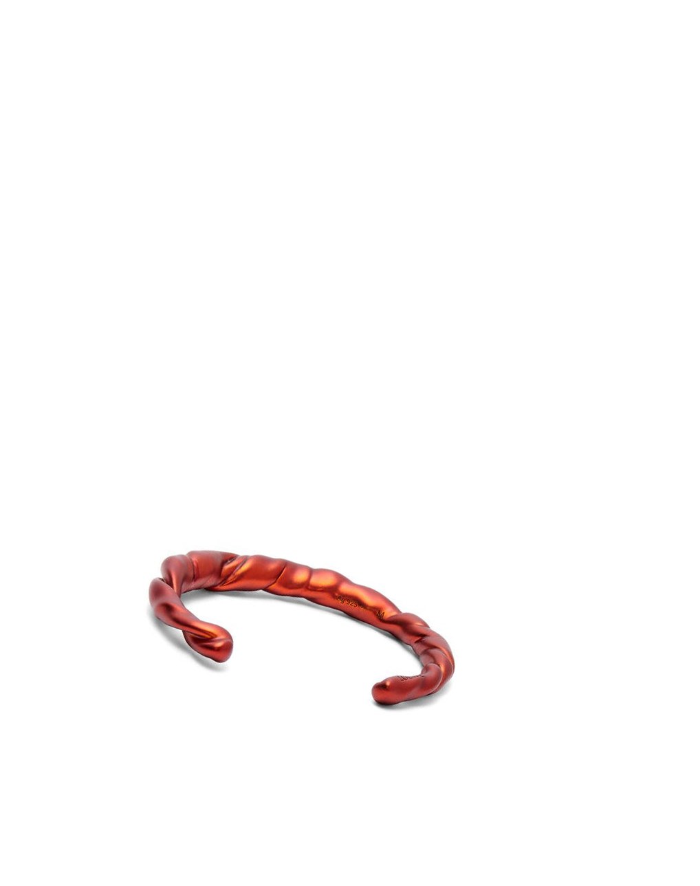 Loewe Thin nappa twist cuff in sterling silver Rouge Orange | 9386EZLVT