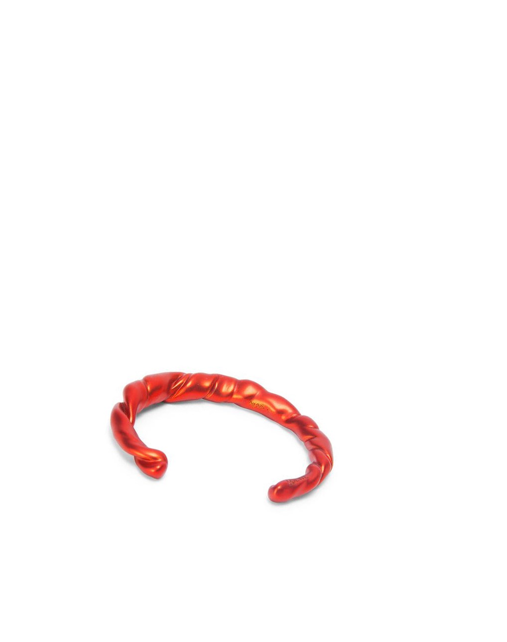 Loewe Thin nappa twist cuff in sterling silver Rouge Orange | 9386EZLVT