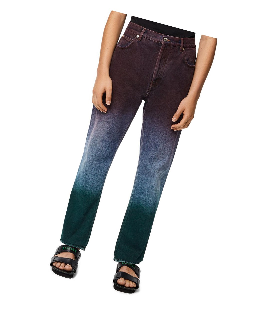 Loewe Tricolour trousers in denim Rouge Bleu Vert | 5341AXUGT