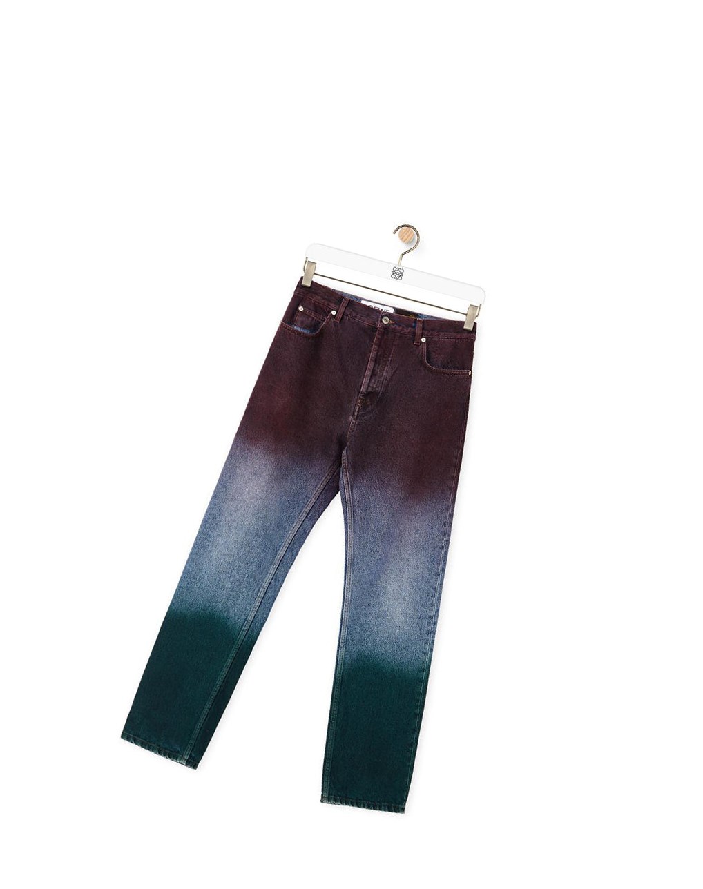 Loewe Tricolour trousers in denim Rouge Bleu Vert | 5341AXUGT