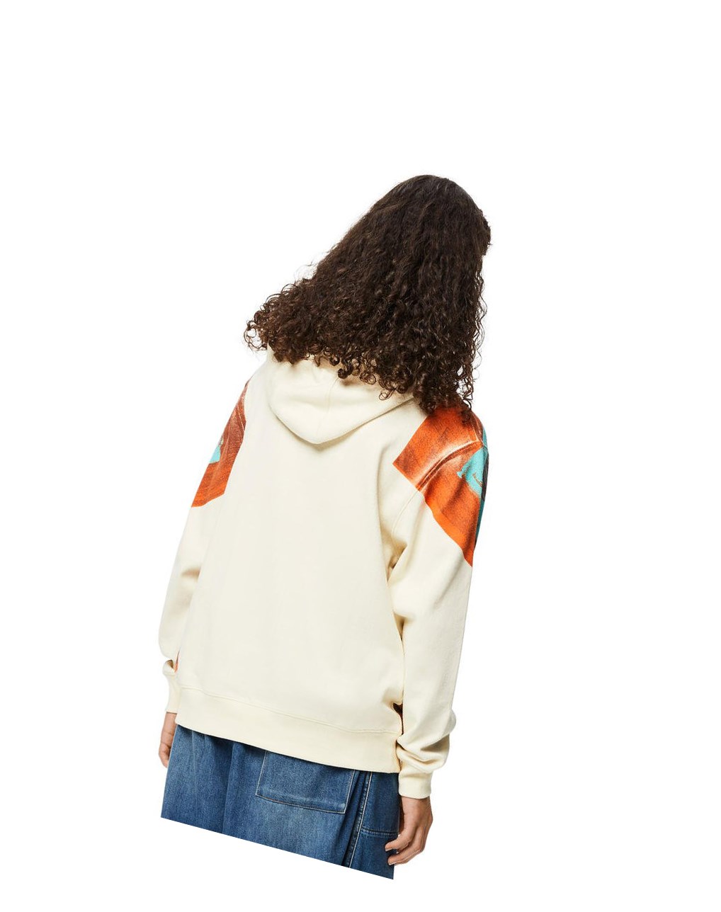 Loewe Tropical hands print hoodie in polyester Blanche Marron | 5641DGPKH