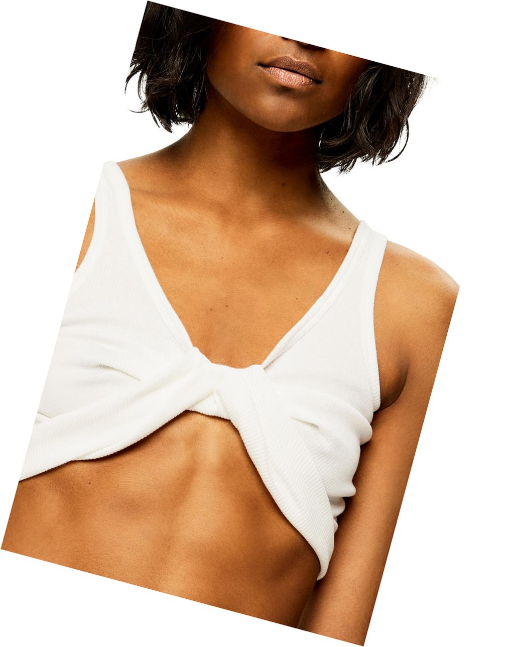 Loewe Twisted bra top in cotton Blanche | 3568YEASL