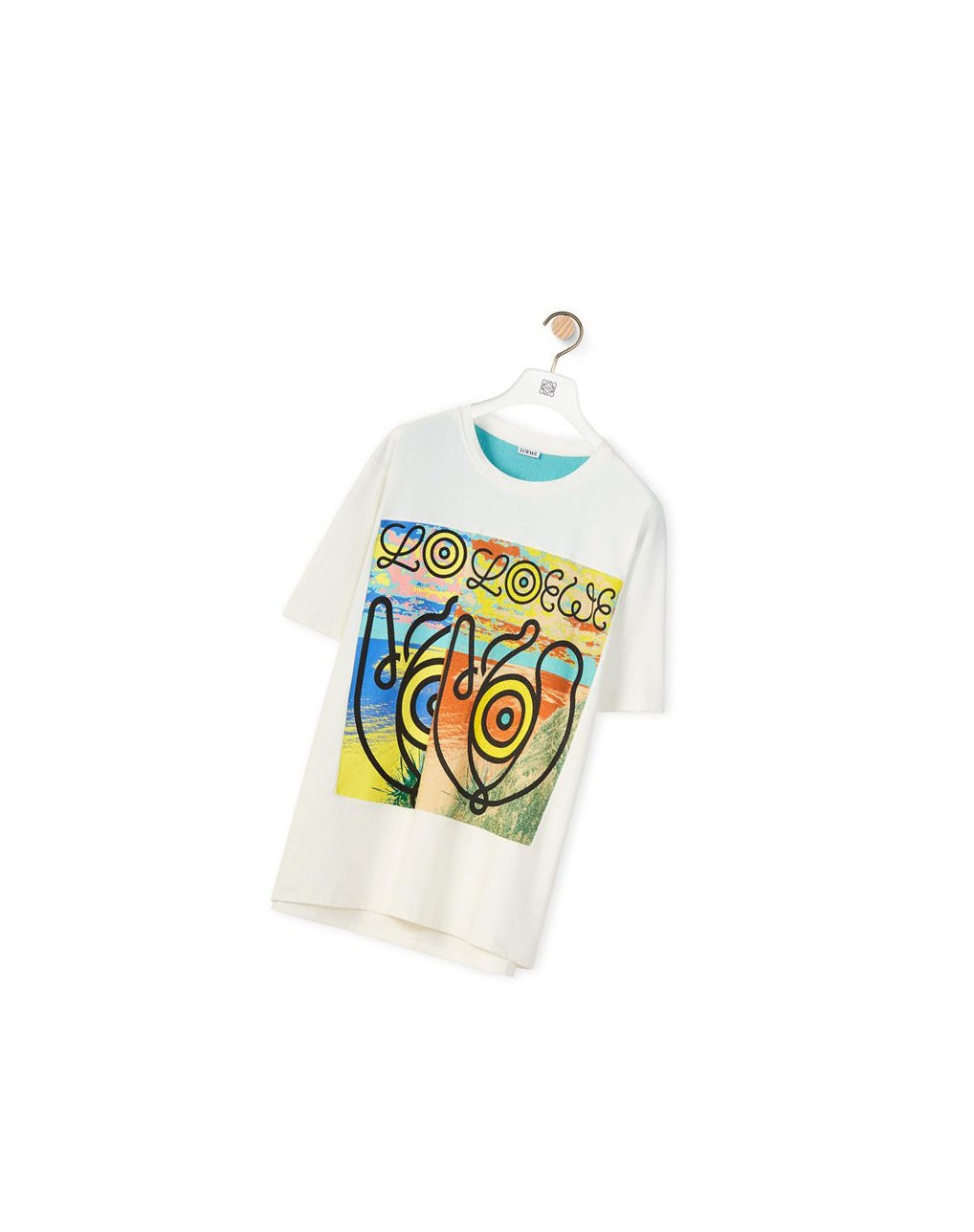 Loewe Upcycled logo T-shirt in cotton Blanche Multicolore | 0935EUYCK