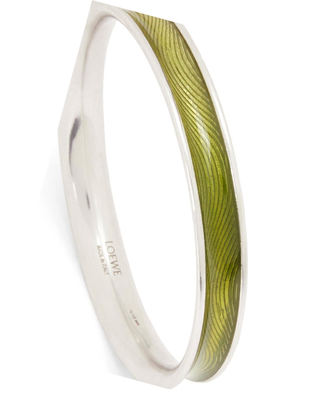 Loewe Wave bangle in sterling silver and enamel Vert | 8142HRAZX