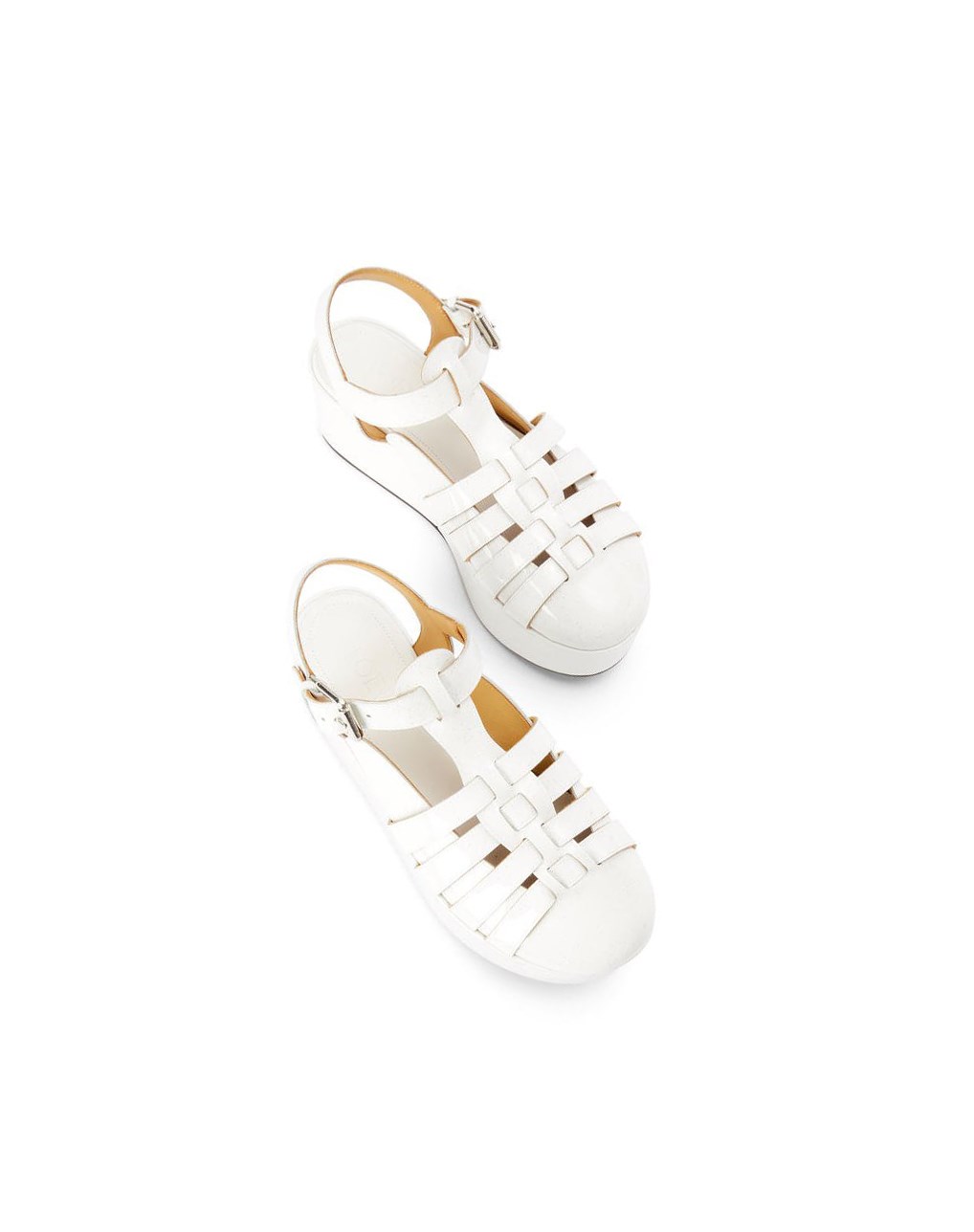 Loewe Wedge sandal in calfskin Blanche | 4370AQRSW