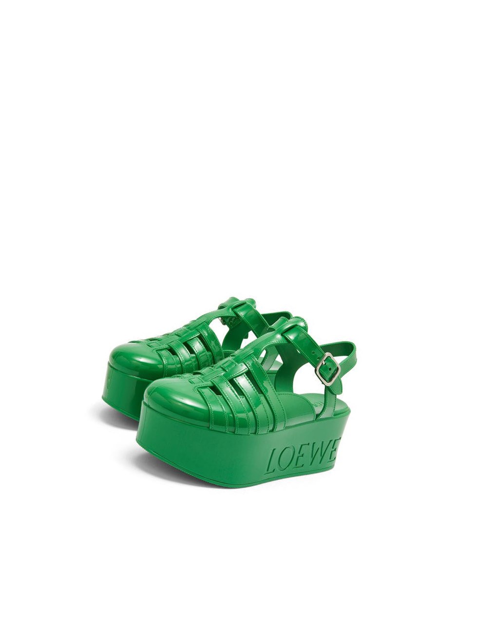 Loewe Wedge sandal in rubber Vert | 2819GDYSA