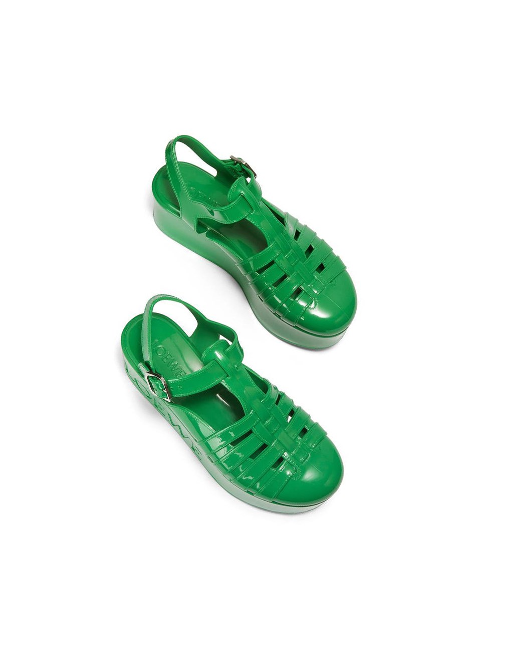 Loewe Wedge sandal in rubber Vert | 2819GDYSA