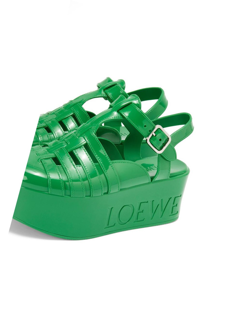 Loewe Wedge sandal in rubber Vert | 2819GDYSA