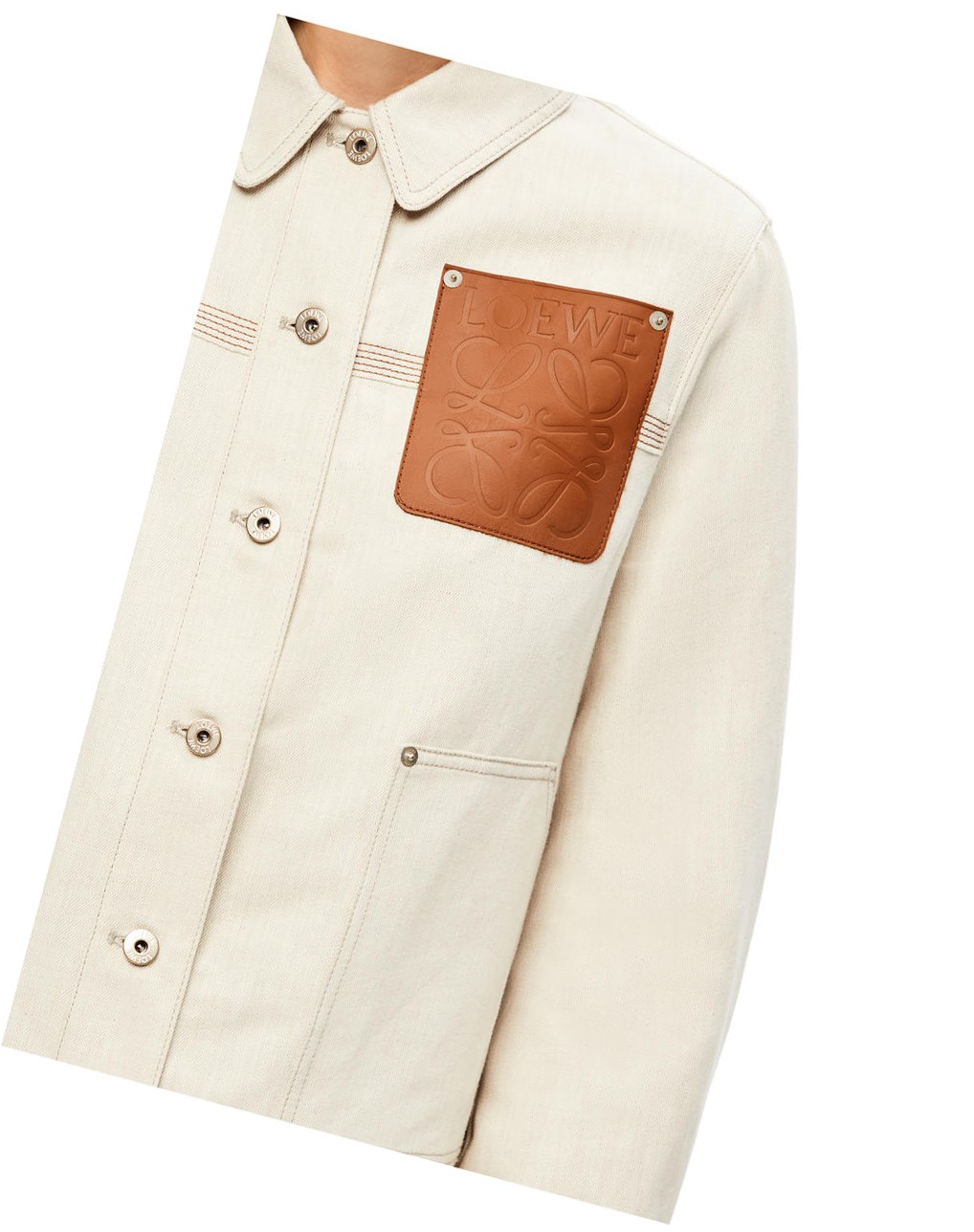 Loewe Workwear jacket in cotton and linen Ecru | 0652LONBE