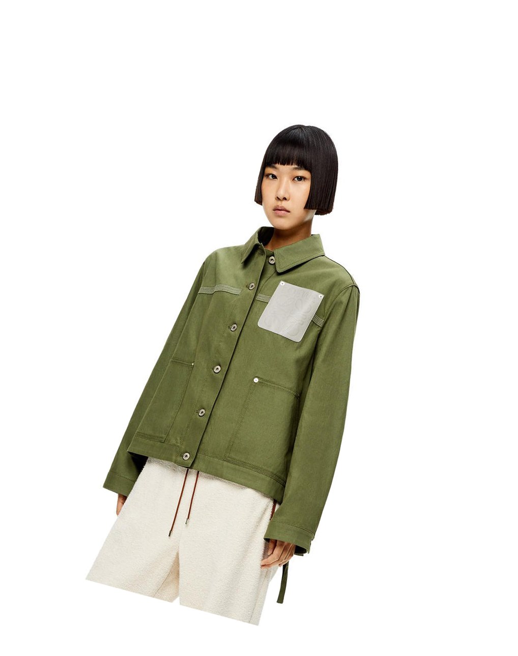 Loewe Workwear jacket in cotton and linen Vert | 5138RIZMX