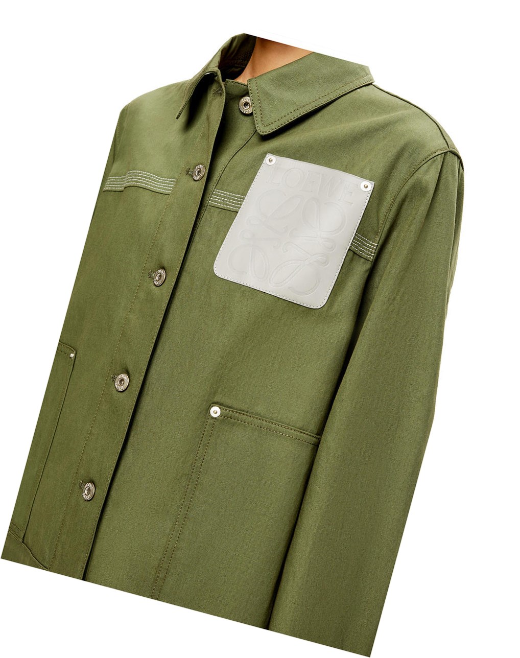 Loewe Workwear jacket in cotton and linen Vert | 5138RIZMX