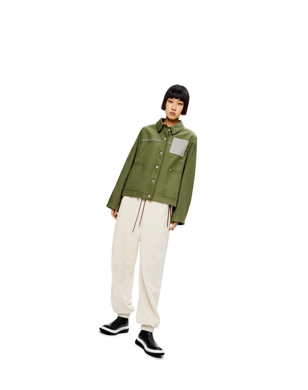 Loewe Workwear jacket in cotton and linen Vert | 5138RIZMX