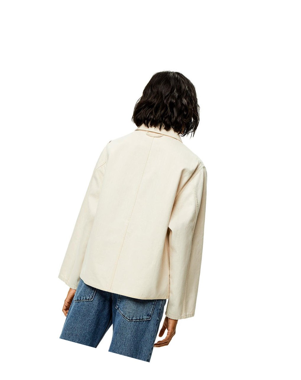 Loewe Workwear jacket in cotton and linen Ecru | 6734BJSPO