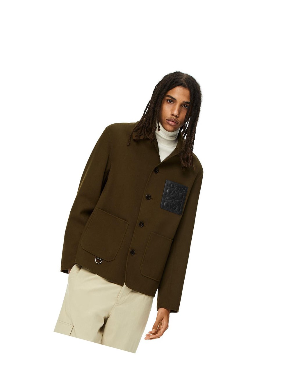 Loewe Workwear jacket in wool Vert Olive Foncé Vert | 9287EFGWK