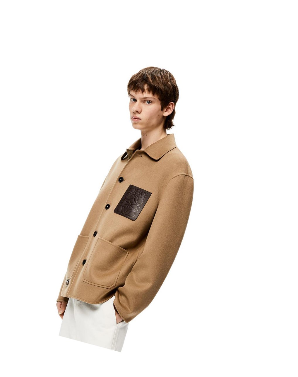 Loewe Workwear jacket in wool and cashmere Beige Kaki Vert | 4927LFISY