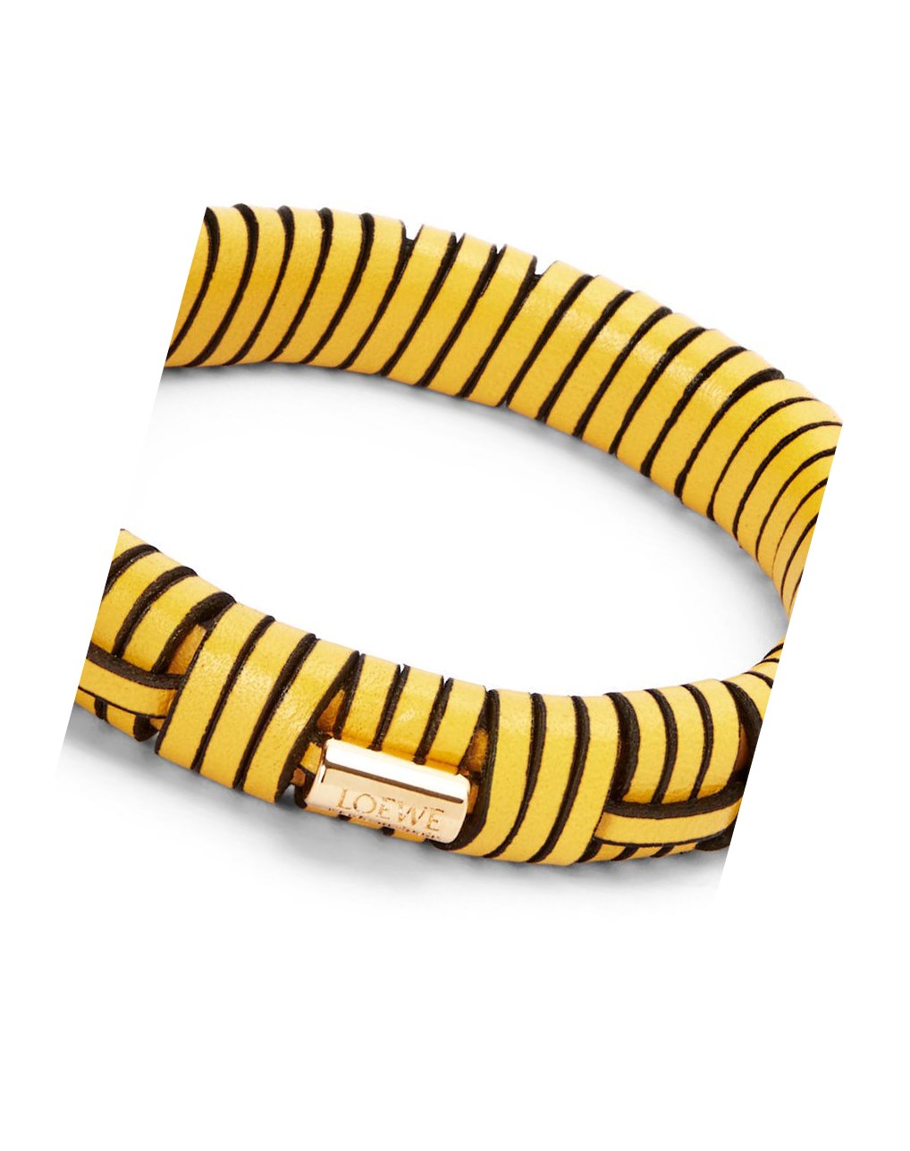 Loewe Woven bangle in brass and classic calfskin Jaune | 1358SVBNW