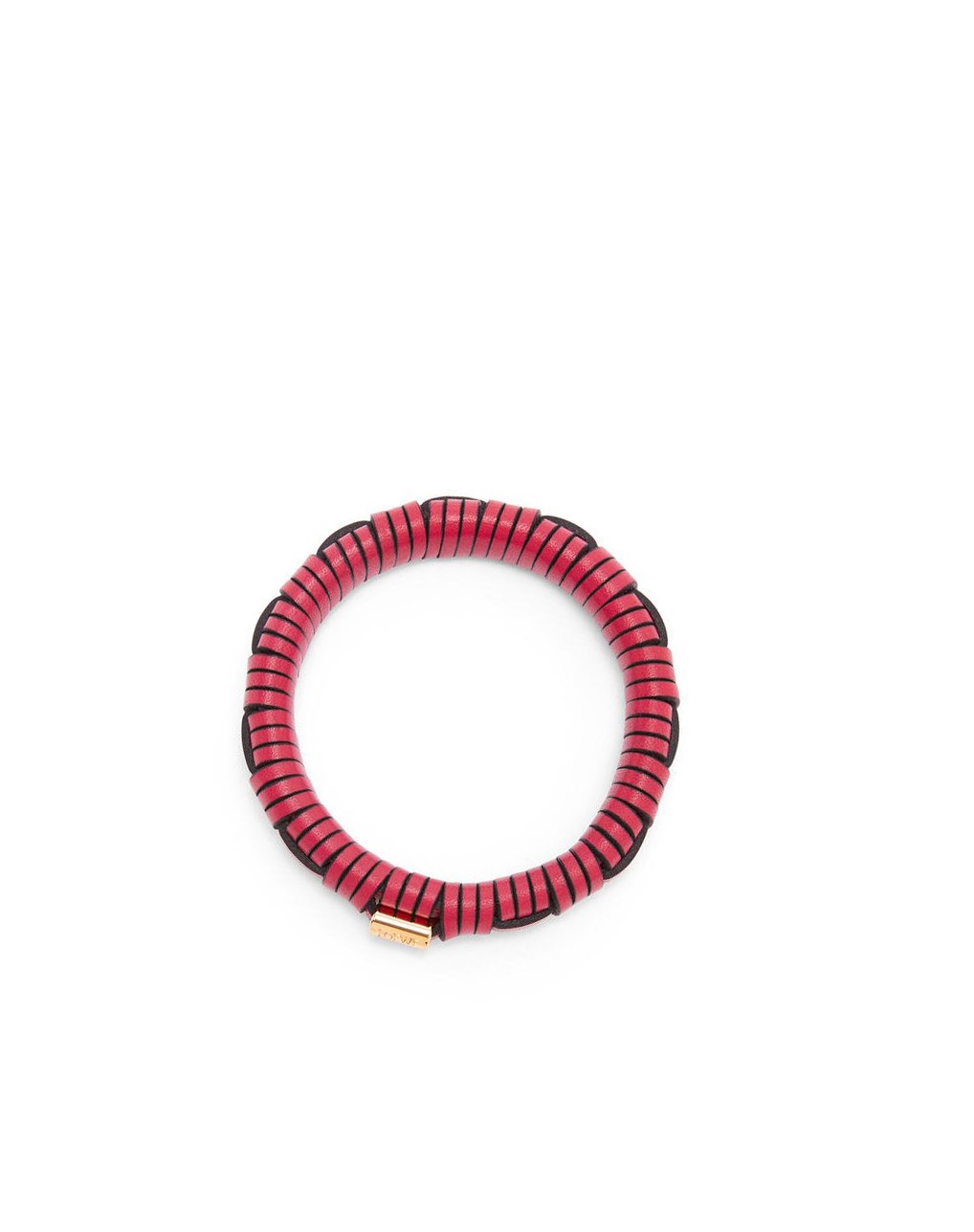 Loewe Woven bangle in brass and classic calfskin Fushia | 6482XNHJS